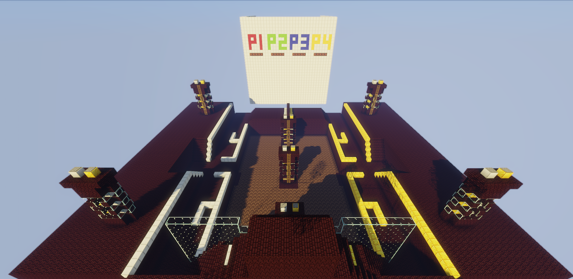 Арена для битвы в Super Craft Bros Brawl с ярким оформлением и блоками