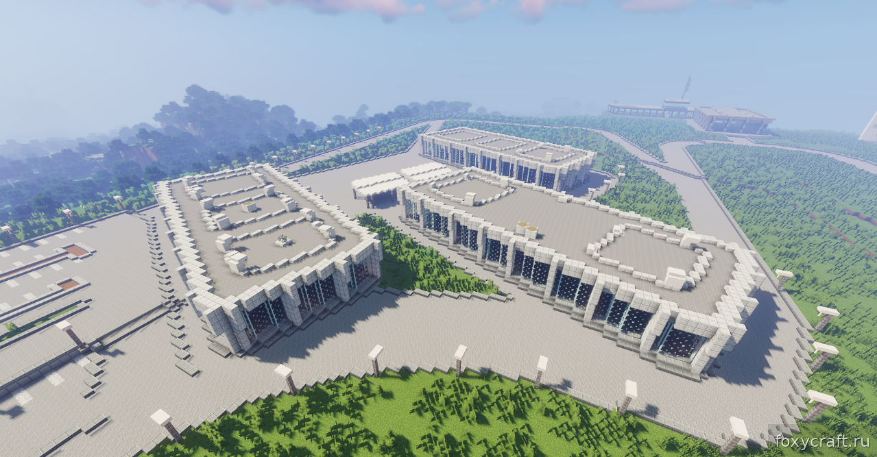 Квинджет в ангаре штаб-квартиры Мстителей в Minecraft