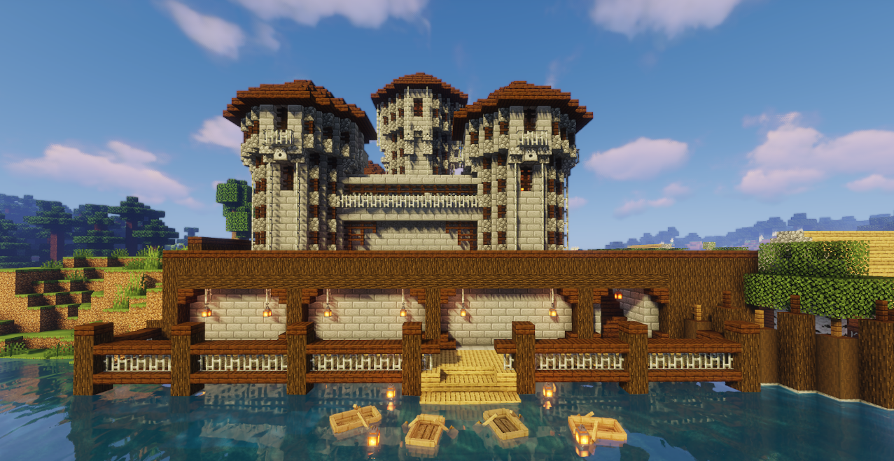 Внутренний интерьер средневекового дома в Minecraft с мебелью и детализированным убранством