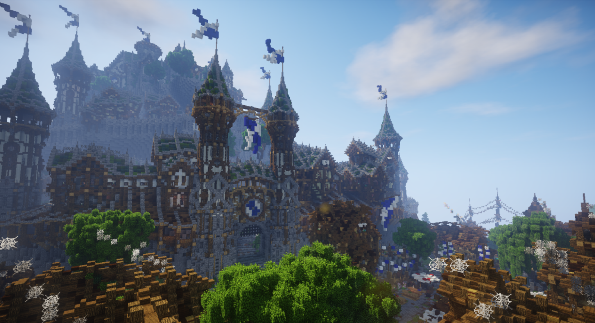 Интерьер средневекового дома в Minecraft с мебелью и камином