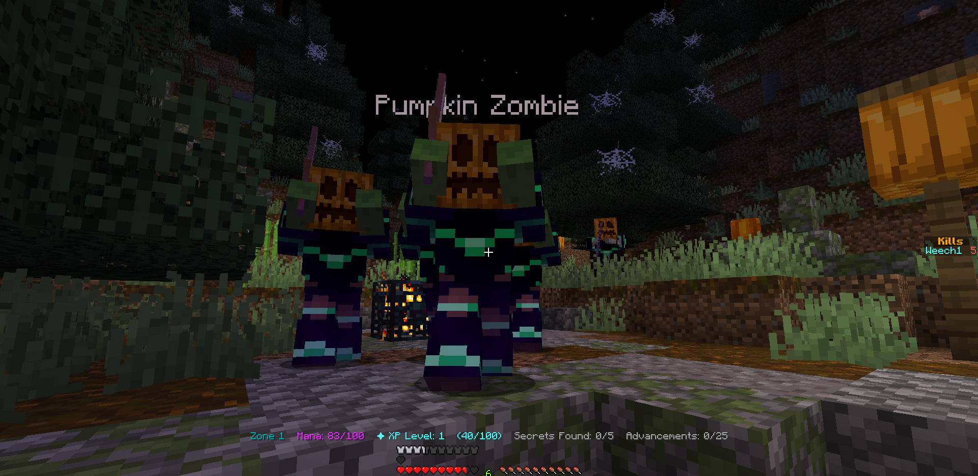 Тыквенные поля и мрачные башни в Minecraft на карте The Empire of The Pumpkin Lord