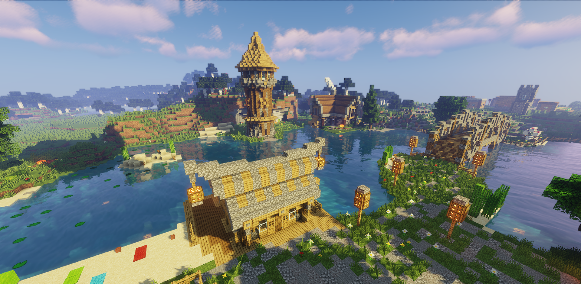 Детализированный скриншот средневекового замка в Minecraft