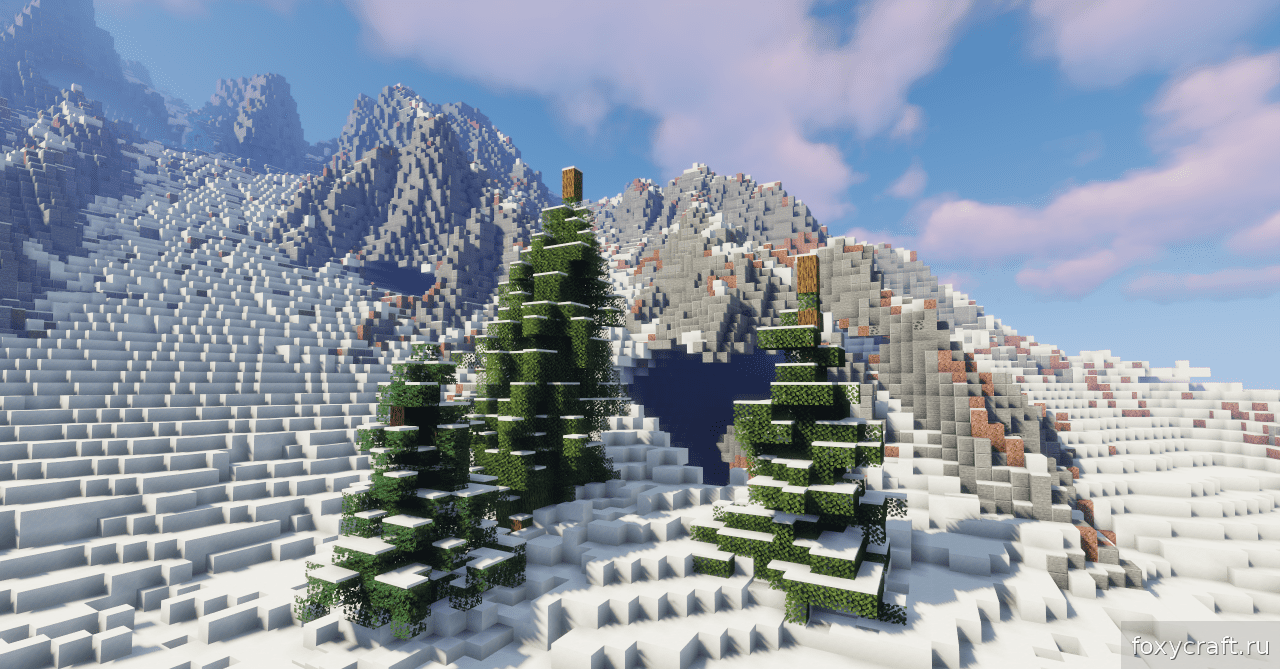 Ночной пейзаж с реалистичными холмами и озерами в Minecraft
