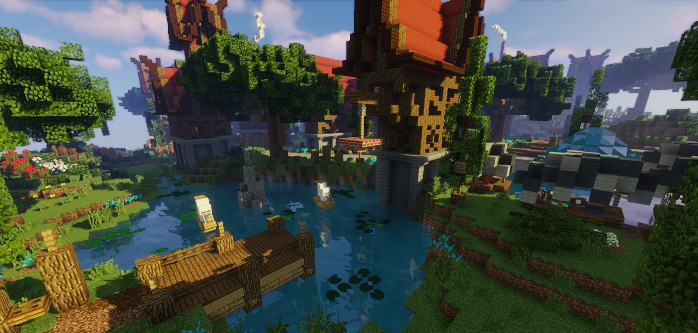 Обзорный вид Village Lobby с высоты, показывающий всю карту лобби