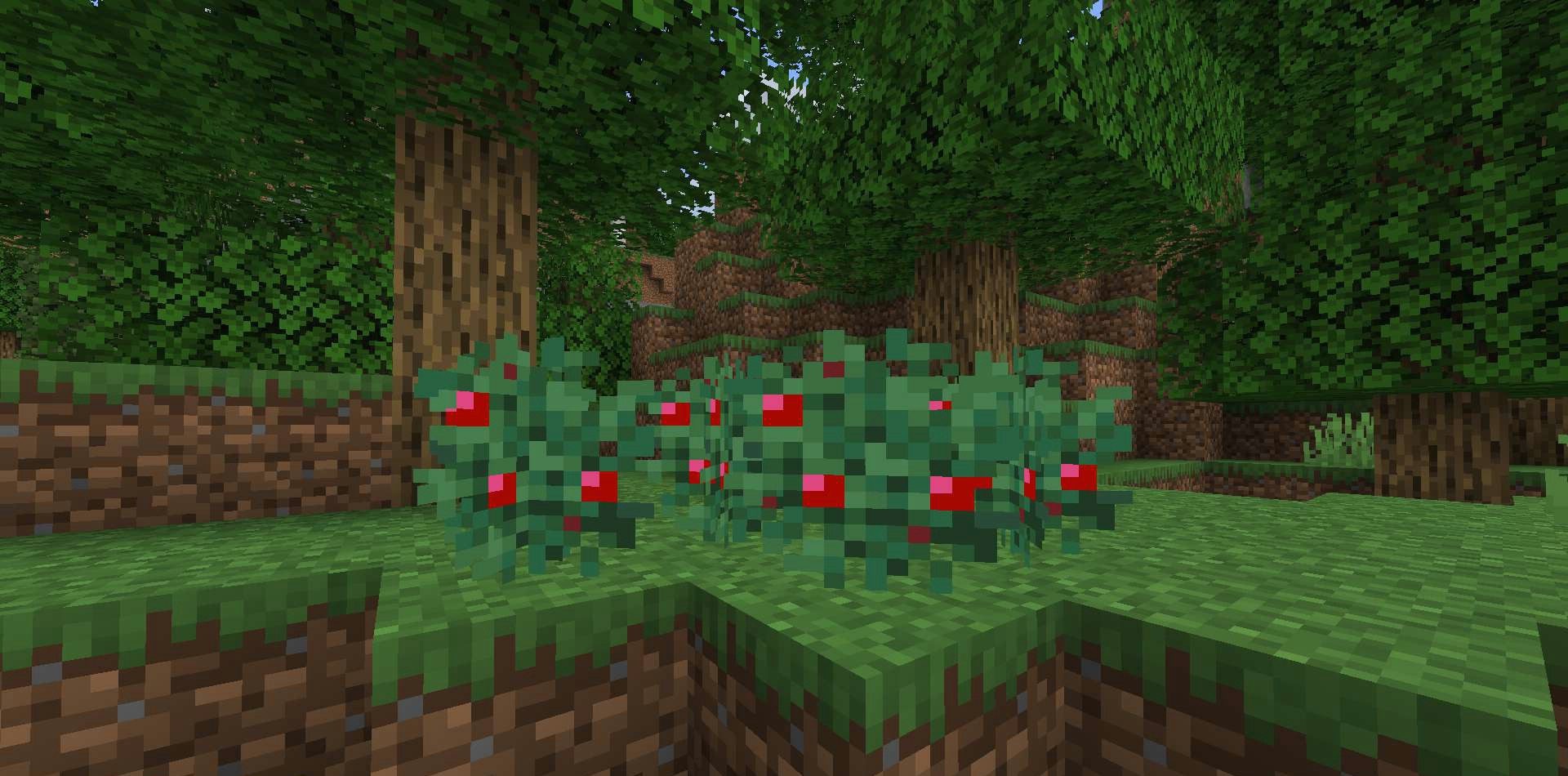 Скриншот игрового процесса с модом Walk Through Berries в Minecraft