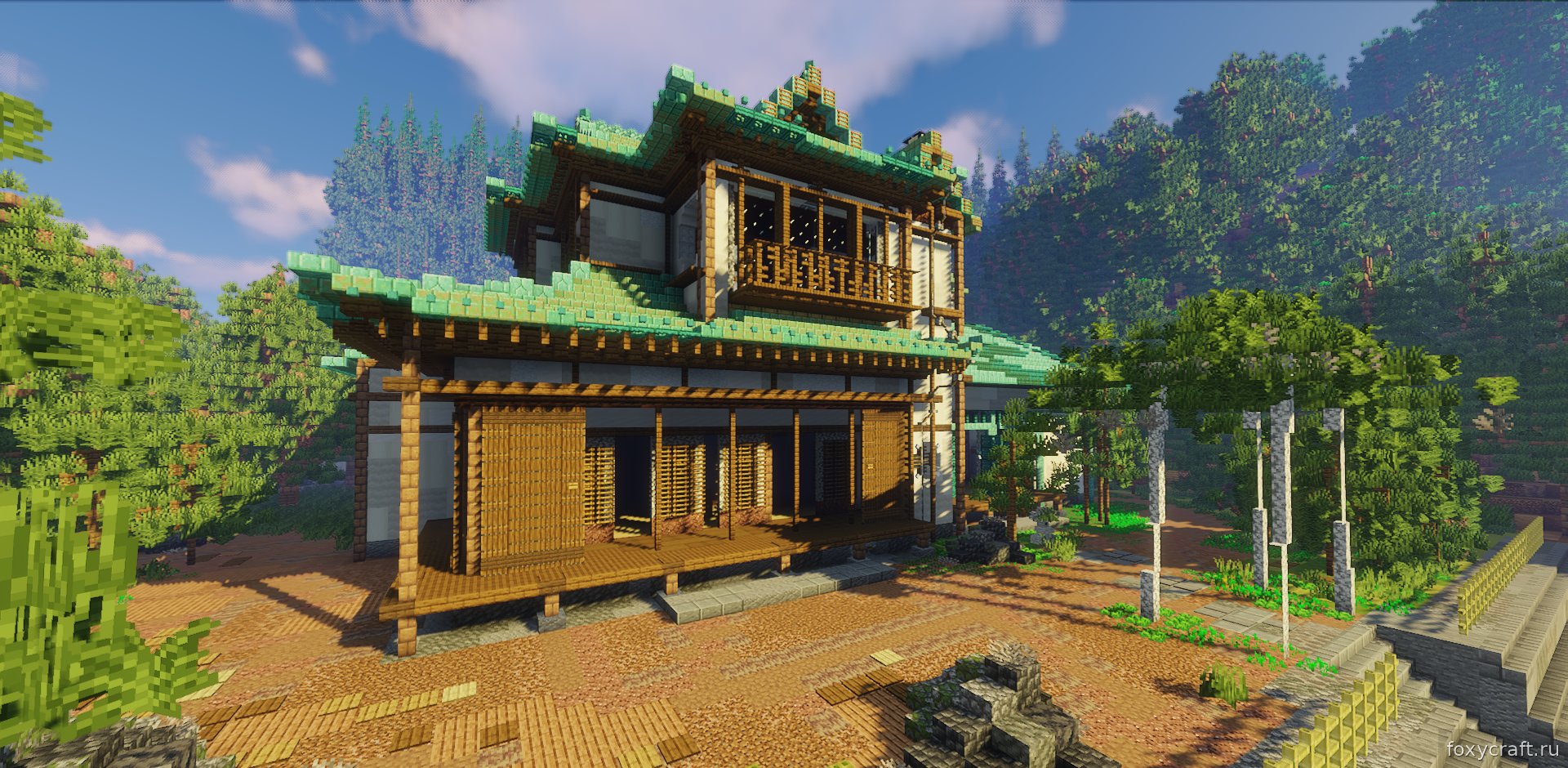 Пример крафта в Minecraft: верстак, кирка и факел